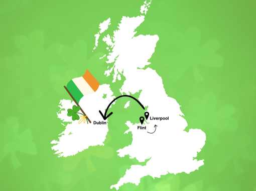Map showing Layer 4’s IT support locations in Flint, Liverpool and Dublin, Ireland